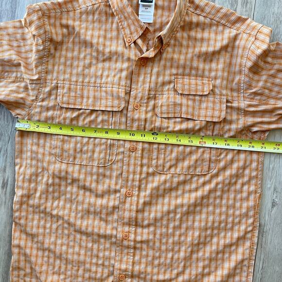 The North Face VaporWick Plaid Button Up Shirt Orange Small Long Sleeve Roll Tab - Picture 8 of 12